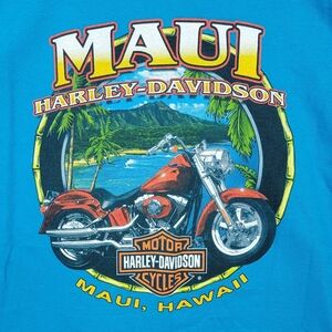 Harley Davidson Teal Maui Hawaii Ride In Paradise Biker T-Shirt Sz L